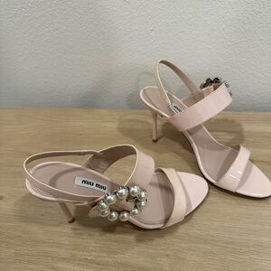 Miu Miu Pink pearl Embellished Heels